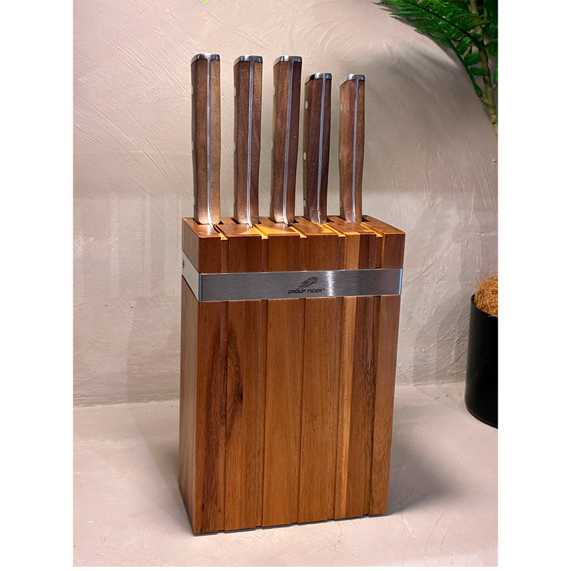 Juego De 5 Cuchillos De Cocina Premium Con Base De Madera
