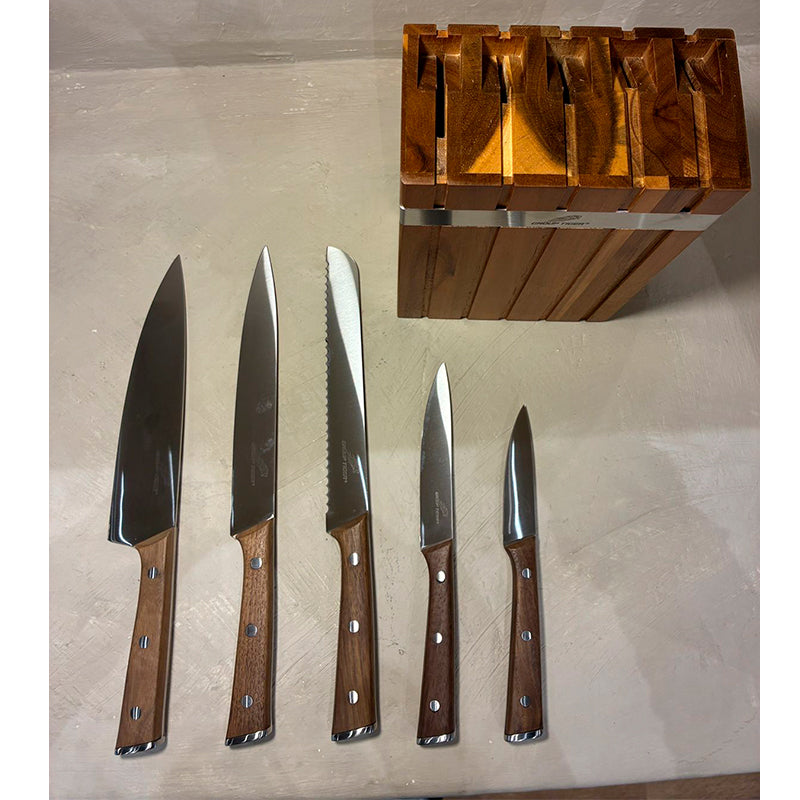 Juego De 5 Cuchillos De Cocina Premium Con Base De Madera