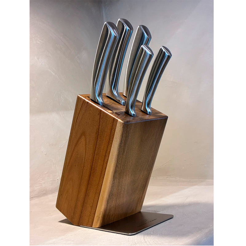 Set De Cuchillos Cocina Acero Inoxidable 5 Piezas + Base