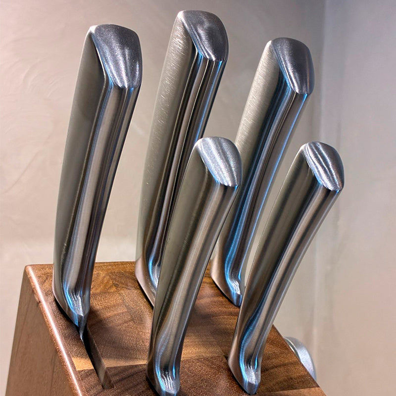 Set De Cuchillos Cocina Acero Inoxidable 5 Piezas + Base