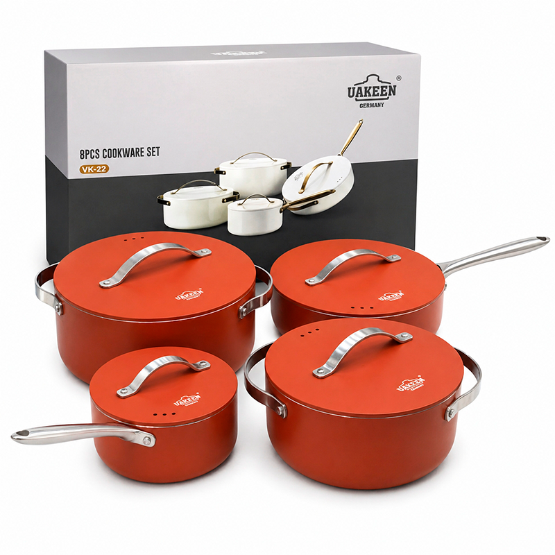 Juego De Ollas Anti Adherente Bateria De Cocina 8 Piezas