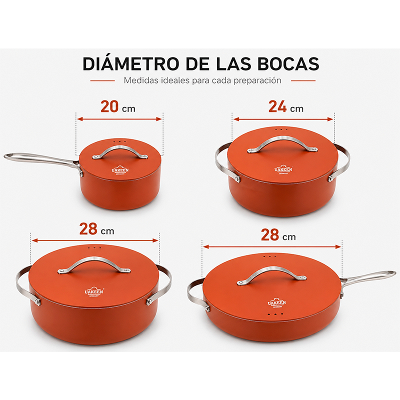 Juego De Ollas Anti Adherente Bateria De Cocina 8 Piezas