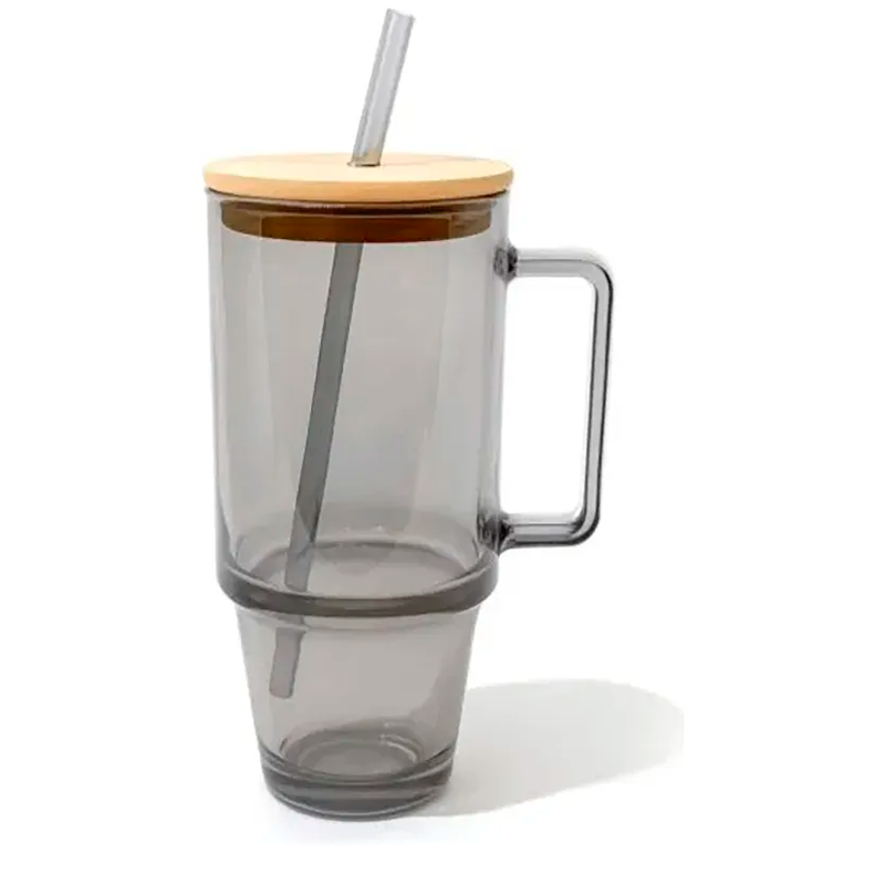 Vaso De Vidrio Stanley Con Tapa Bambu y Bombilla 700ml