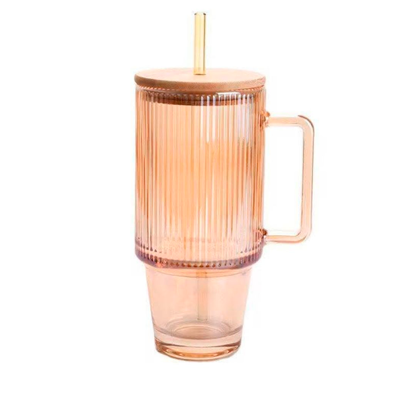 Vaso De Vidrio Stanley Con Tapa Bambu y Bombilla 700ml