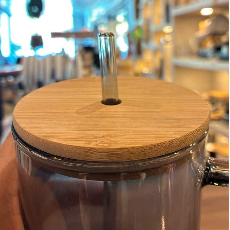 Vaso De Vidrio Stanley Con Tapa Bambu y Bombilla 700ml