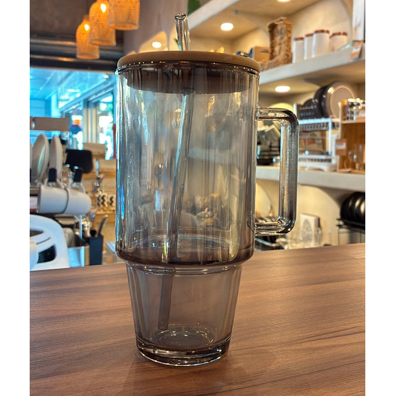 Vaso De Vidrio Stanley Con Tapa Bambu y Bombilla 700ml