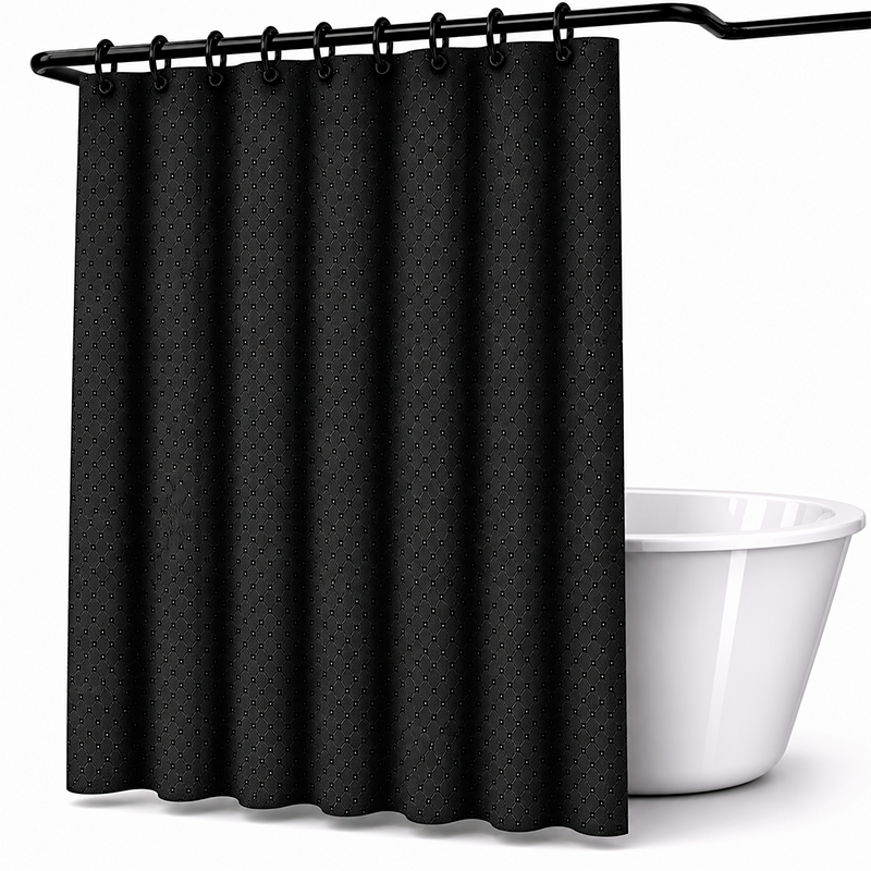 Cortina De Bano De Tela Impermeable 180*180cm + 12 Ganchos