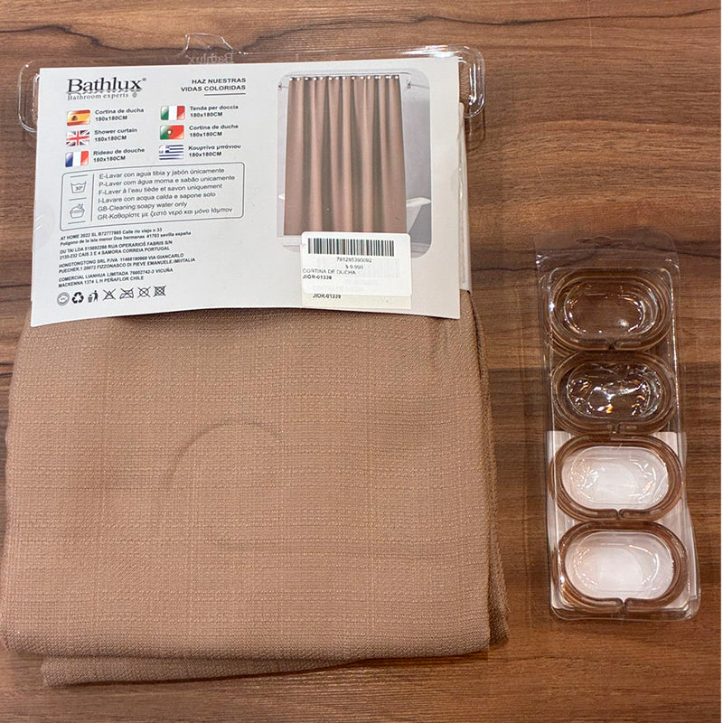 Cortina De Bano De Tela Impermeable 180*180cm + 12 Ganchos