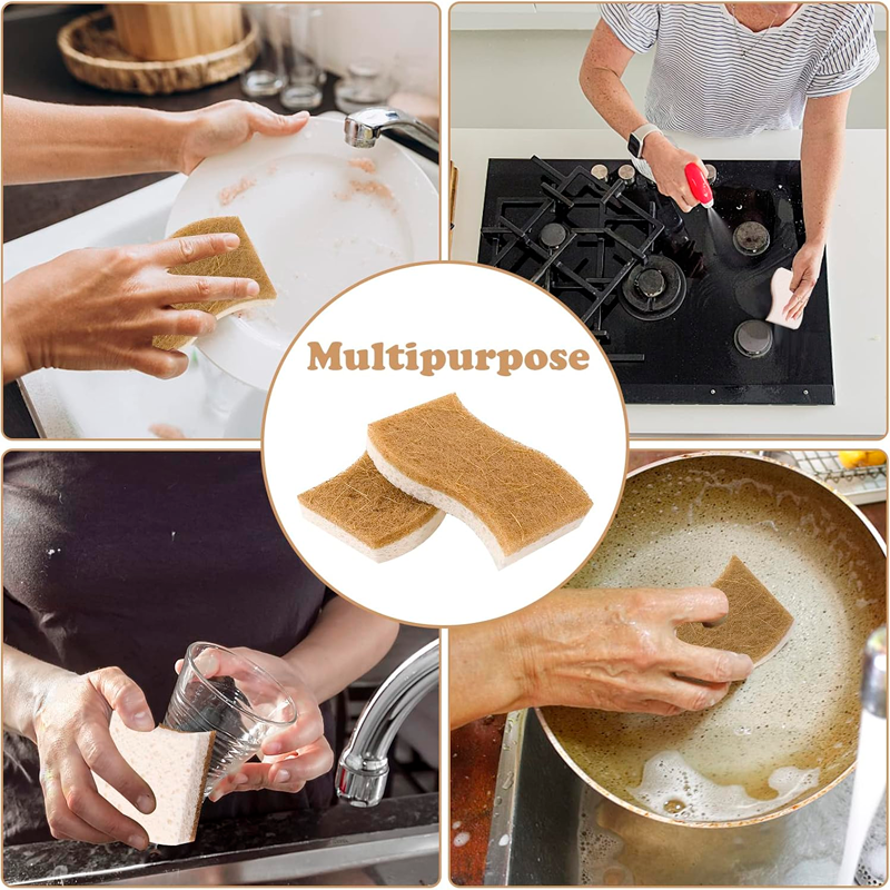 Pack 12 Esponjas de Cocina Naturales Esponja de Fregado de Celulosa y Coco Biodegradable
