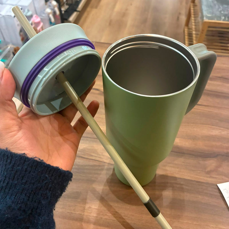 Vaso Termico con Bombilla 1200 ml Acero Inoxidable Antiderrame Tipo Stanley