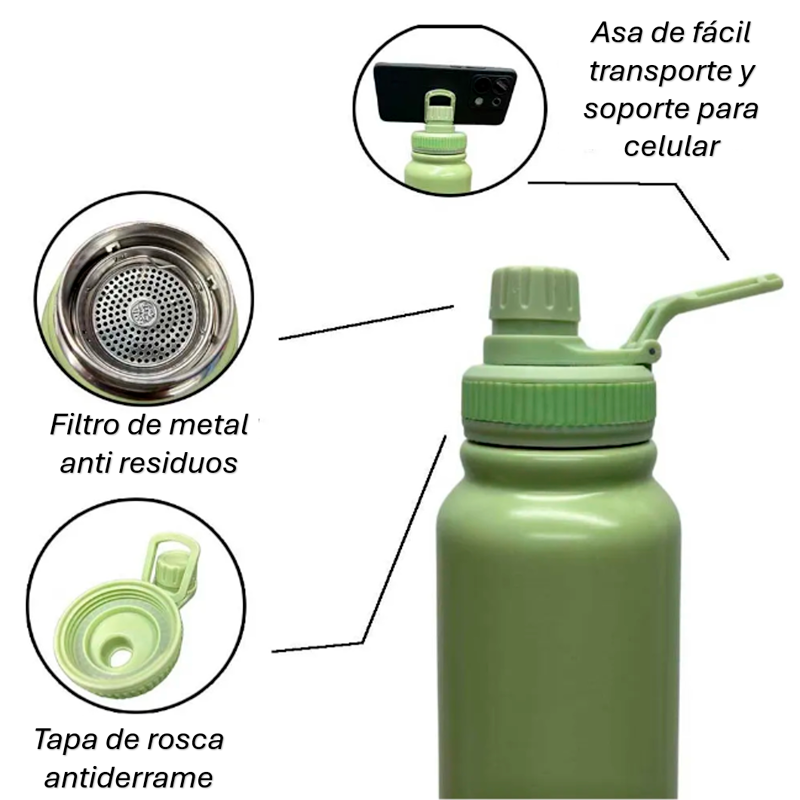 Termo Vaso Termico 1000 ml Acero Inoxidable Antiderrame