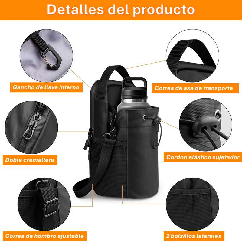 Bolsa Magnética Unisex para Gimnasio Correa Ajustable Soporte de Botella de Agua