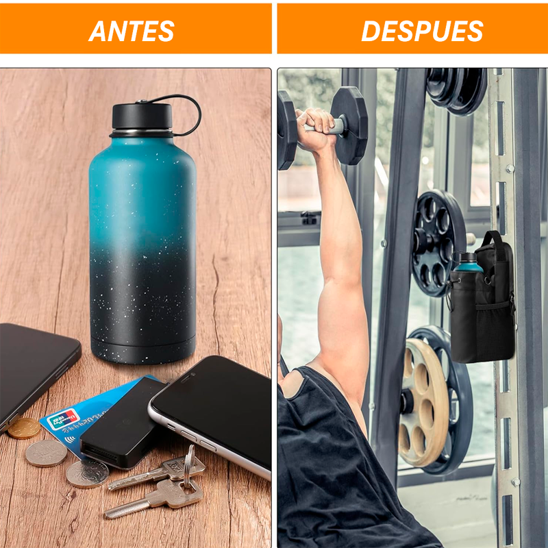 Bolsa Magnética Unisex para Gimnasio Correa Ajustable Soporte de Botella de Agua