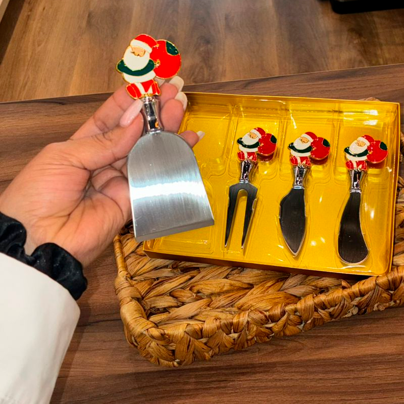 Set de Utensilios Navideños para Queso Cuchilleria para Queso Acero Inoxidable