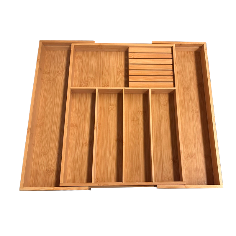 Organizador de Cubiertos para Cajones Organizador de Bambú de Cocina Porta utensilios expandible