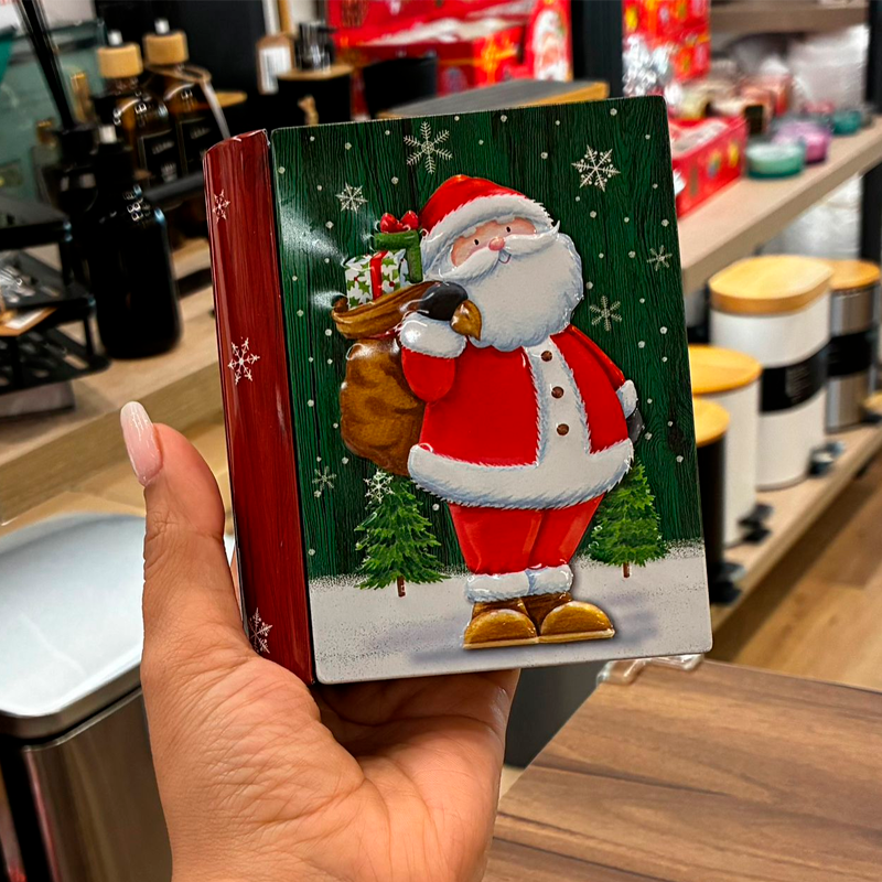 Caja Sorpresa Navideña Libro Decorativo De Metal