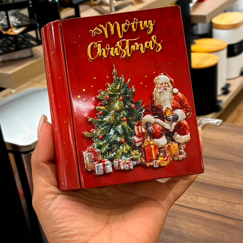 Caja Sorpresa Navideña Libro Decorativo De Metal
