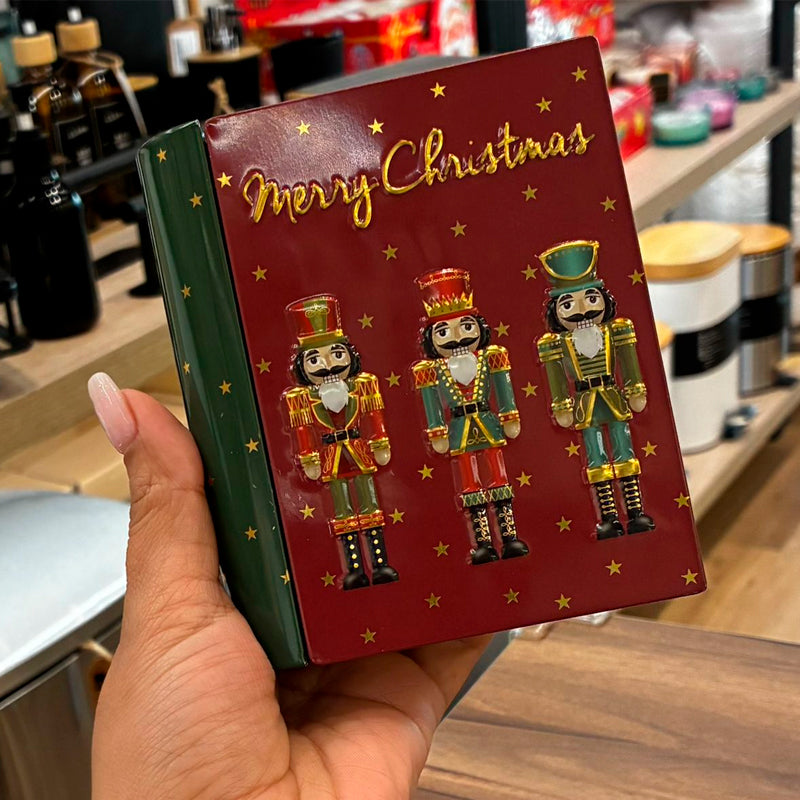 Set 4 Cajas Sorpresa Navideña Libro Decorativo De Metal