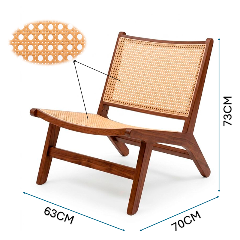 Silla Auxiliar Sin Brazos WakesHome Madera y Ratán Perfil Bajo