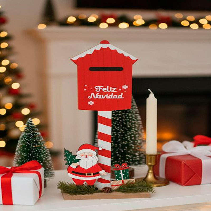 Letrero Buzon De Santa Decorativo Adorno De Navidad 33x14cm