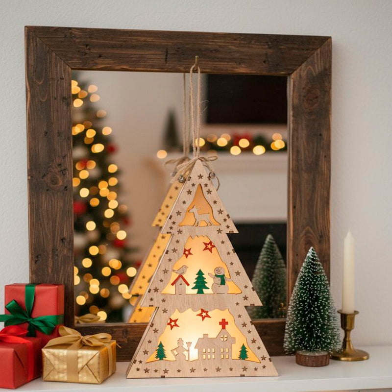 Árbol Navideño De Madera Escritorio Mini Arbolito De Navidad