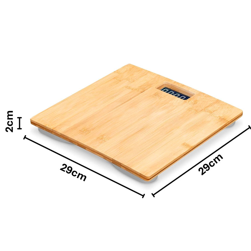 Báscula Digital de Bambú con Pantalla LCD Bascula de Baño 180kg Peso Corporal