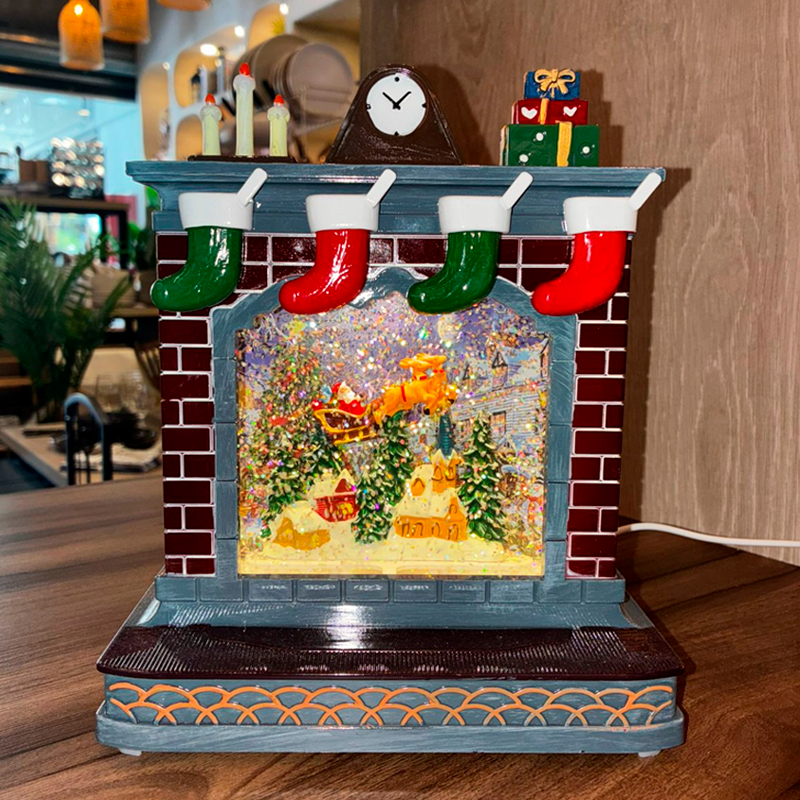 Chimenea Con Luces Y Musica Adorno Navideño De Pascua