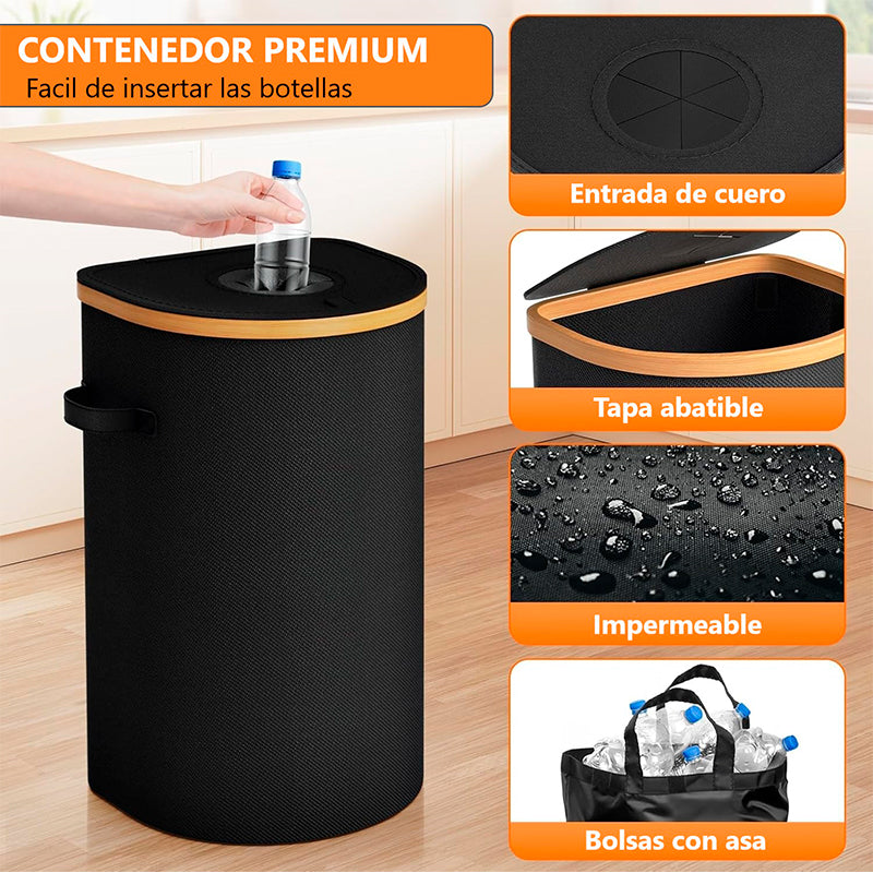 Cubo Basura Plegable Cesto de Reciclaje para Interiores con Bolsa Reutilizable