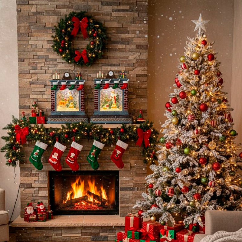 Chimenea Con Luces Y Musica Adorno Navideño De Pascua