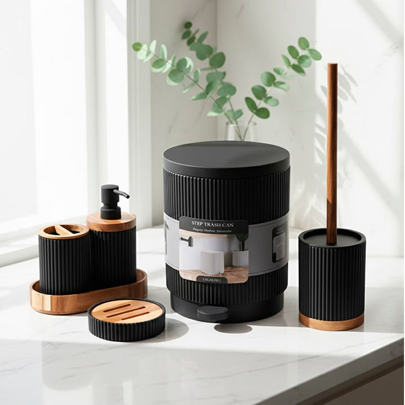 Juego de Accesorios para Baño Set de 6 Piezas Diseño Acanalado