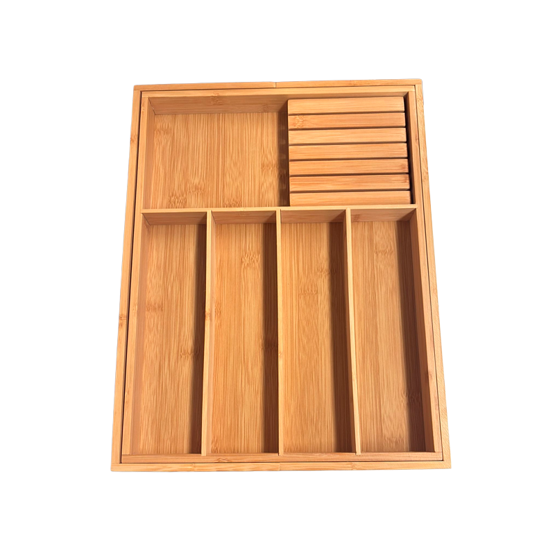 Organizador de Cubiertos para Cajones Organizador de Bambú de Cocina Porta utensilios expandible