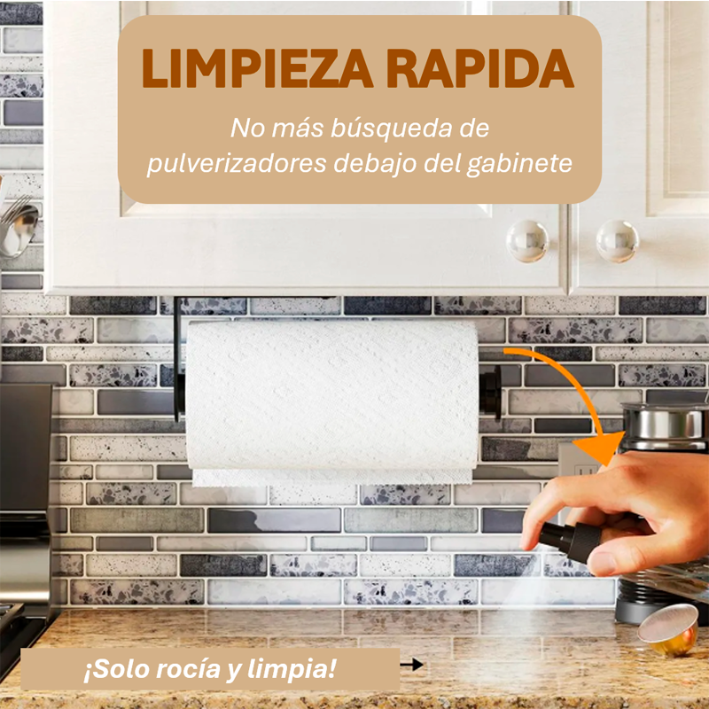 Portarollos Toalla De Papel Nova De Acero Inox con Botella Dispensador