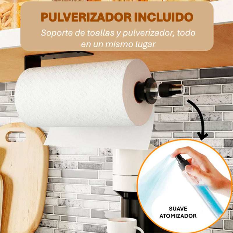 Portarollos Toalla De Papel Nova De Acero Inox con Botella Dispensador