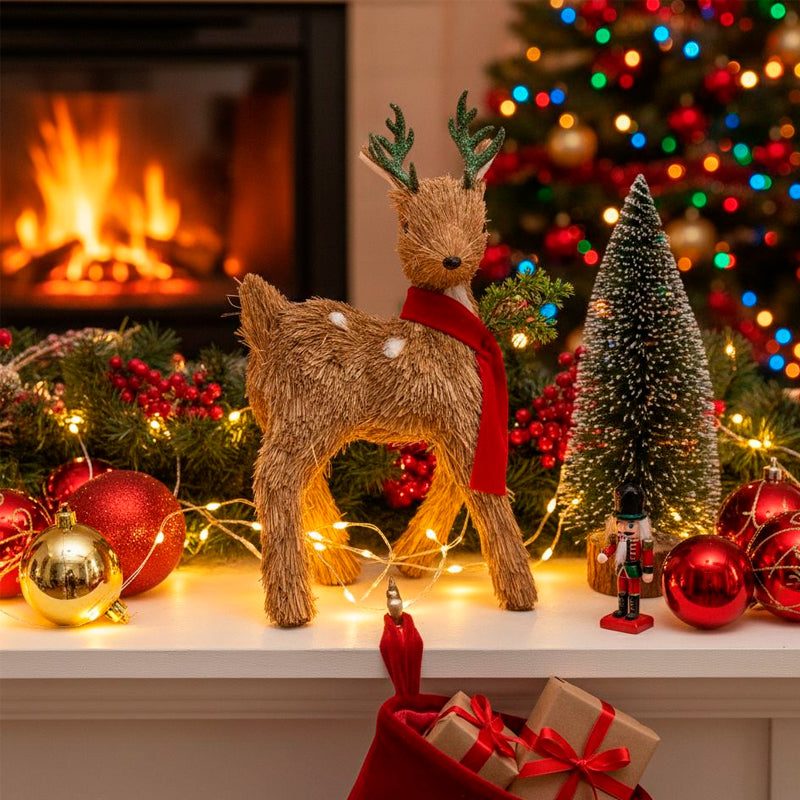 Adorno De Navidad Muñeco Reno Con Piñas Decoracion Navideña Reno