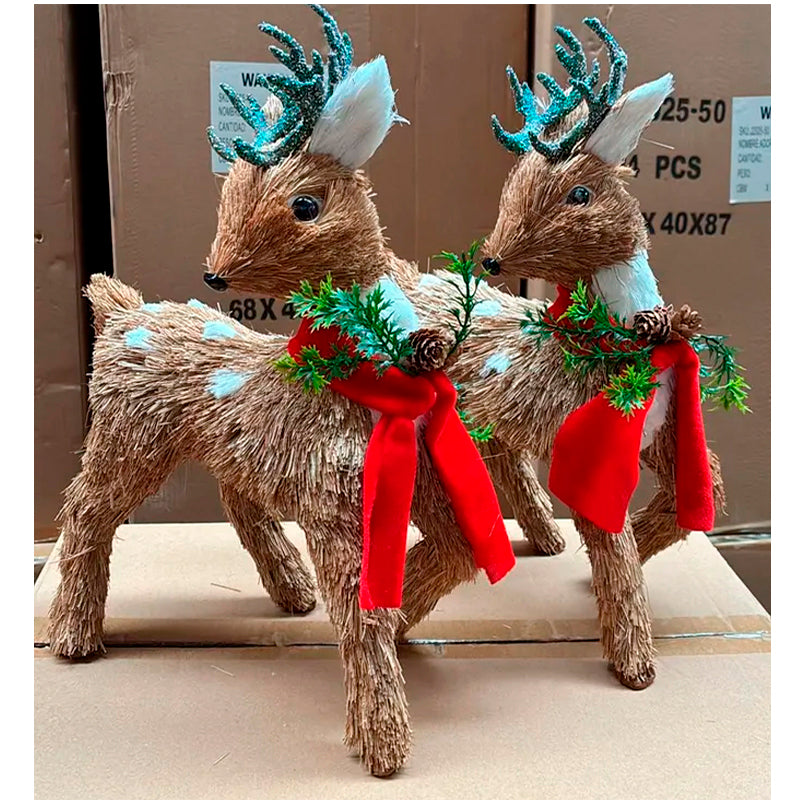 Adorno De Navidad Muñeco Reno Con Piñas Decoracion Navideña Reno