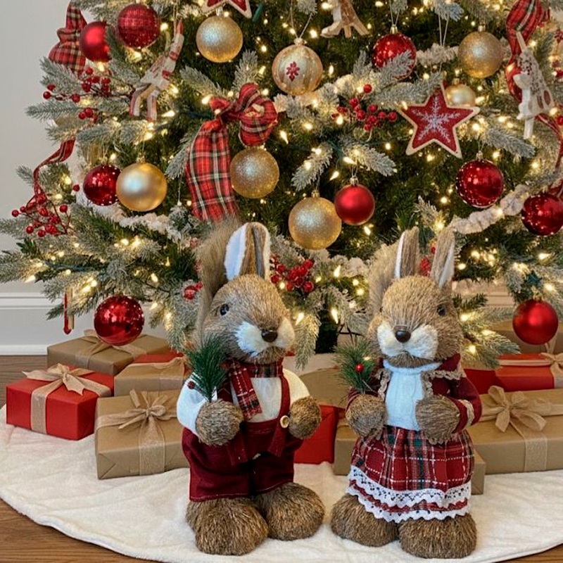 Pack 2 Ardillas Muñeco De Navidad Decoracion Navideña Arbol