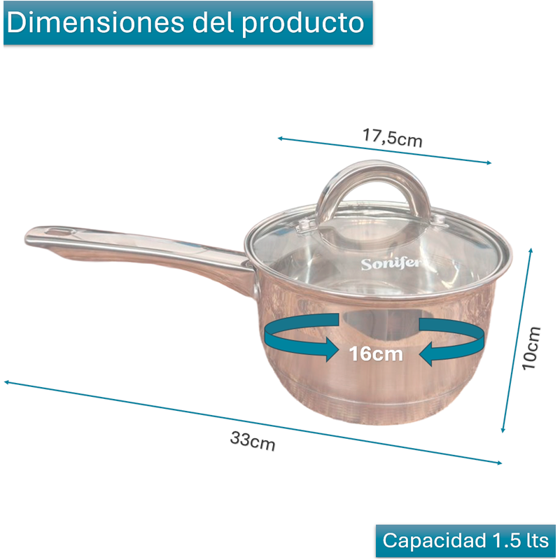 Olla Cacerola Acero Inoxidable 16cm Wakeshome