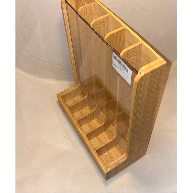 Porta Capsulas Exhibidor de Bambu Nespresso 5 Divisiones Vertical