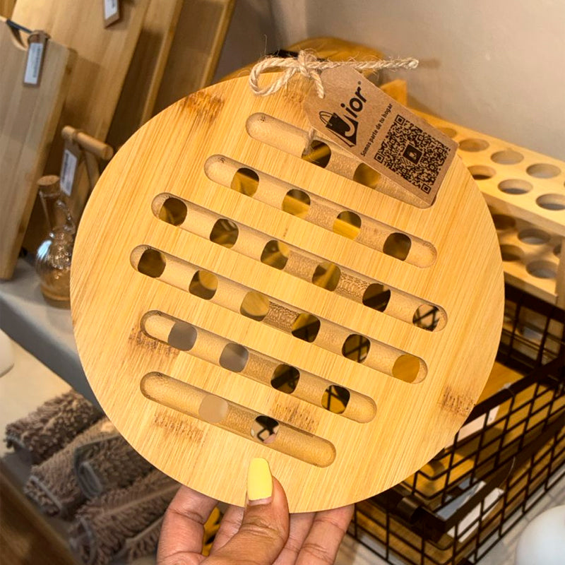 Posavasos de Bambú Resistentes Calor Soportes Ollas Calientes Antideslizante Redondos