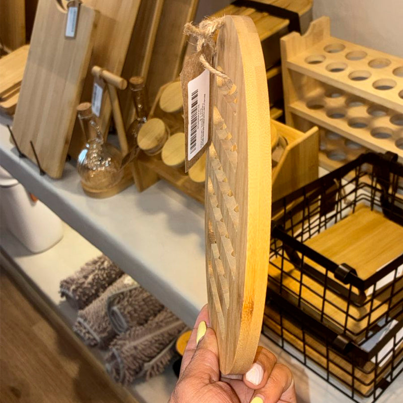 Set 6 Posavasos de Bambú Resistentes Calor Soportes Ollas Calientes Antideslizante Redondos