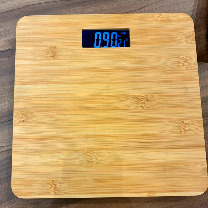 Báscula Digital de Bambú con Pantalla LCD Bascula de Baño 180kg Peso Corporal