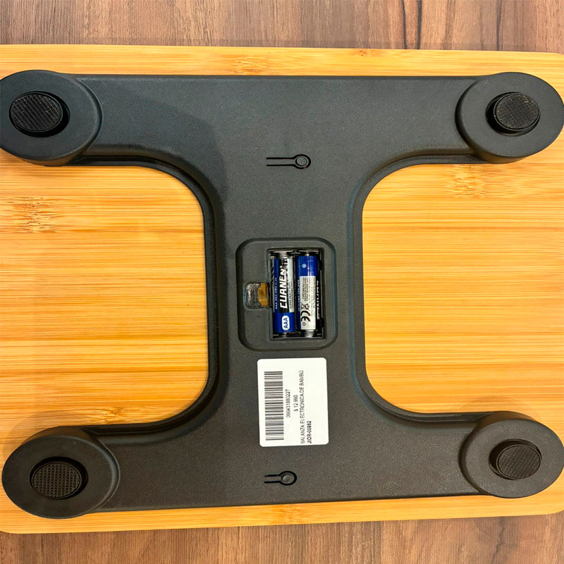 Báscula Digital de Bambú con Pantalla LCD Bascula de Baño 180kg Peso Corporal