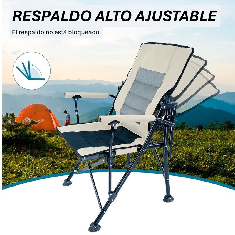 Silla Plegable De Playa Camping Picnic Porta Vasos Portátil