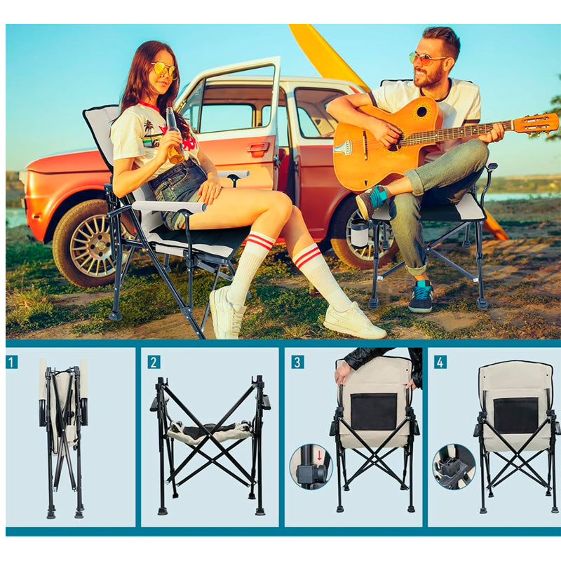Silla Plegable De Playa Camping Picnic Porta Vasos Portátil