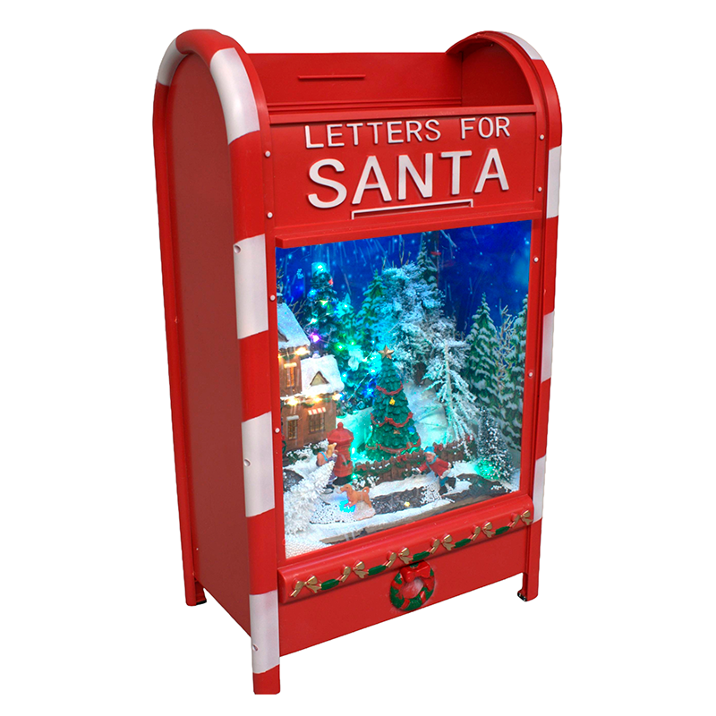 Adorno De Buzón Musical De Papá Noel Con Luz Y Nieve Cayendo