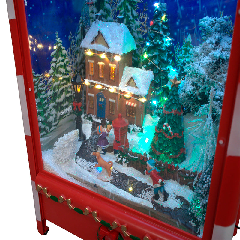 Adorno De Buzón Musical De Papá Noel Con Luz Y Nieve Cayendo