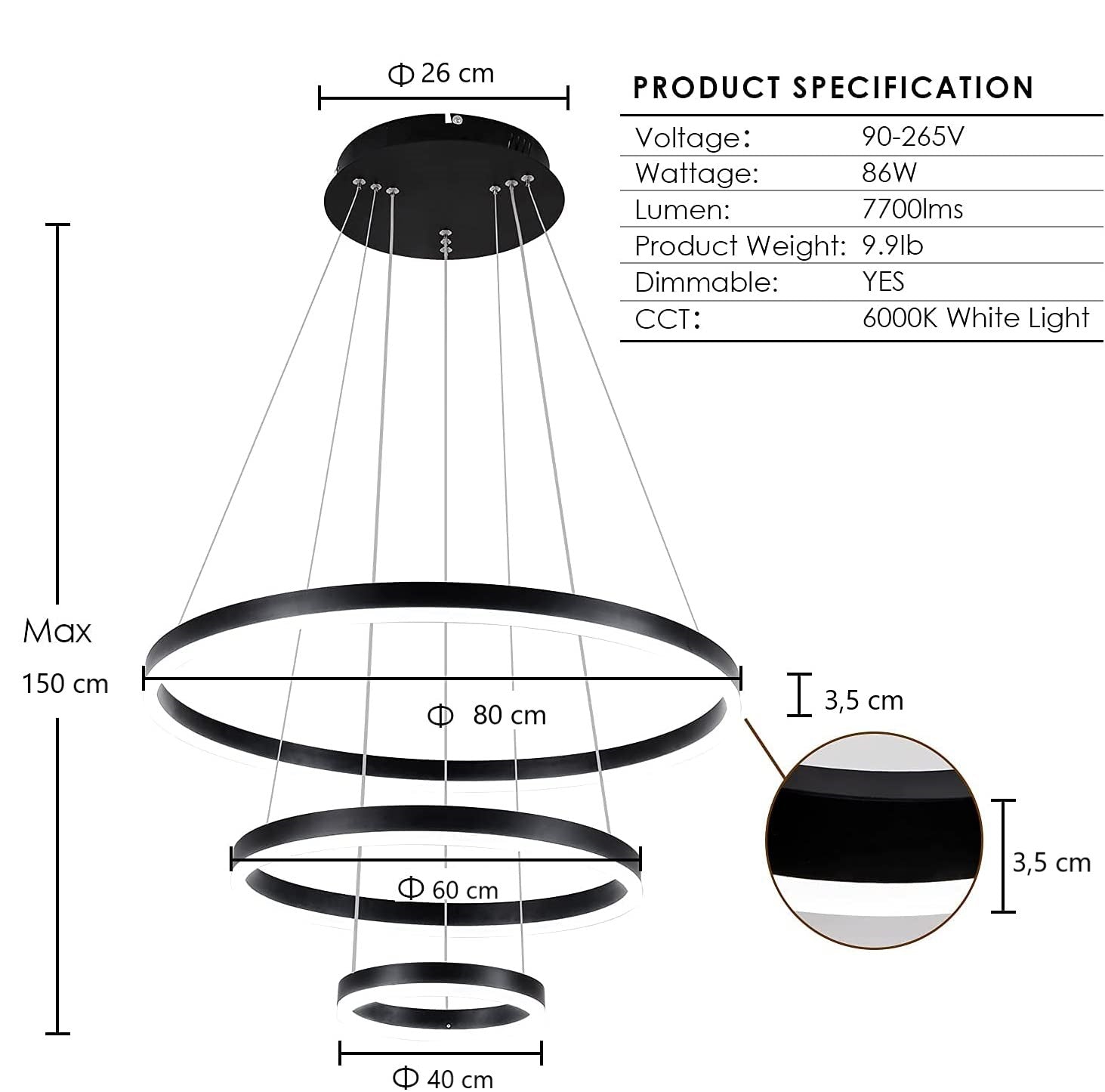 Lampara Colgante Diseño De Aro Luces Decoracion LED