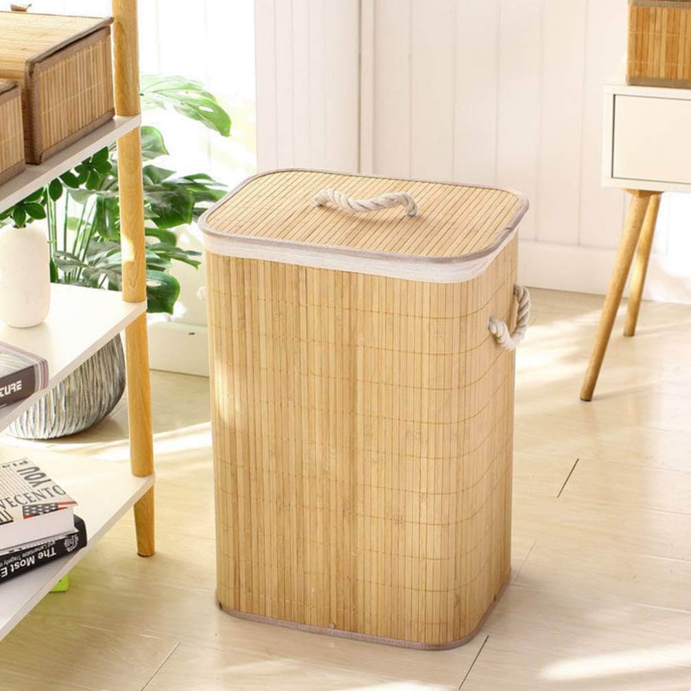 Canasto Cesto Ropa Sucia Pleglable Look Bambu Grande Tapa Im