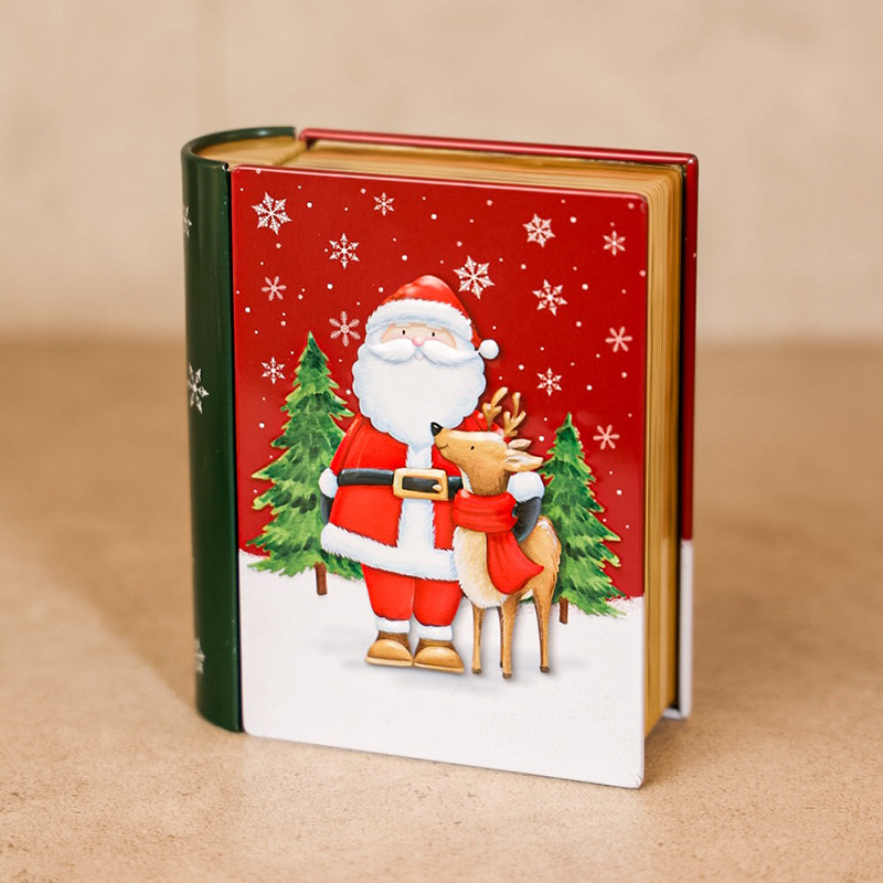 Set 4 Cajas Sorpresa Navideña Libro Decorativo De Metal