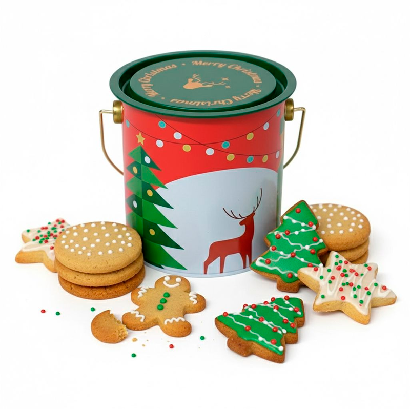Caja para Dulces Navideños Con Asa De Transporte Tarro De Galleta
